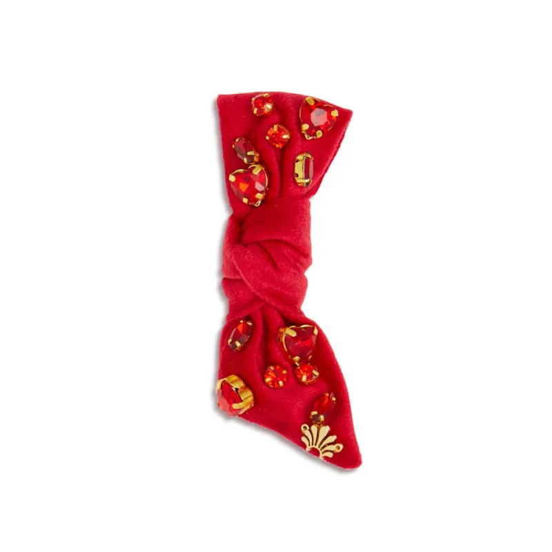 RED EMBELLISHED AWARENESS RIBBON sold by Lele Sadoughi