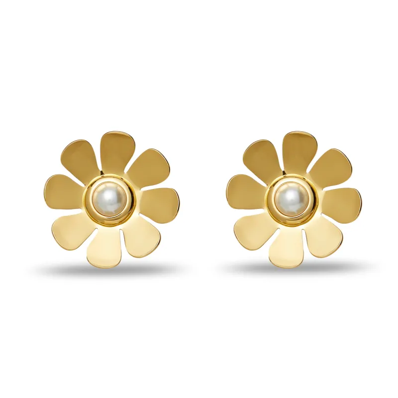 GOLD DAISY BUTTON EARRINGS sold by Lele Sadoughi