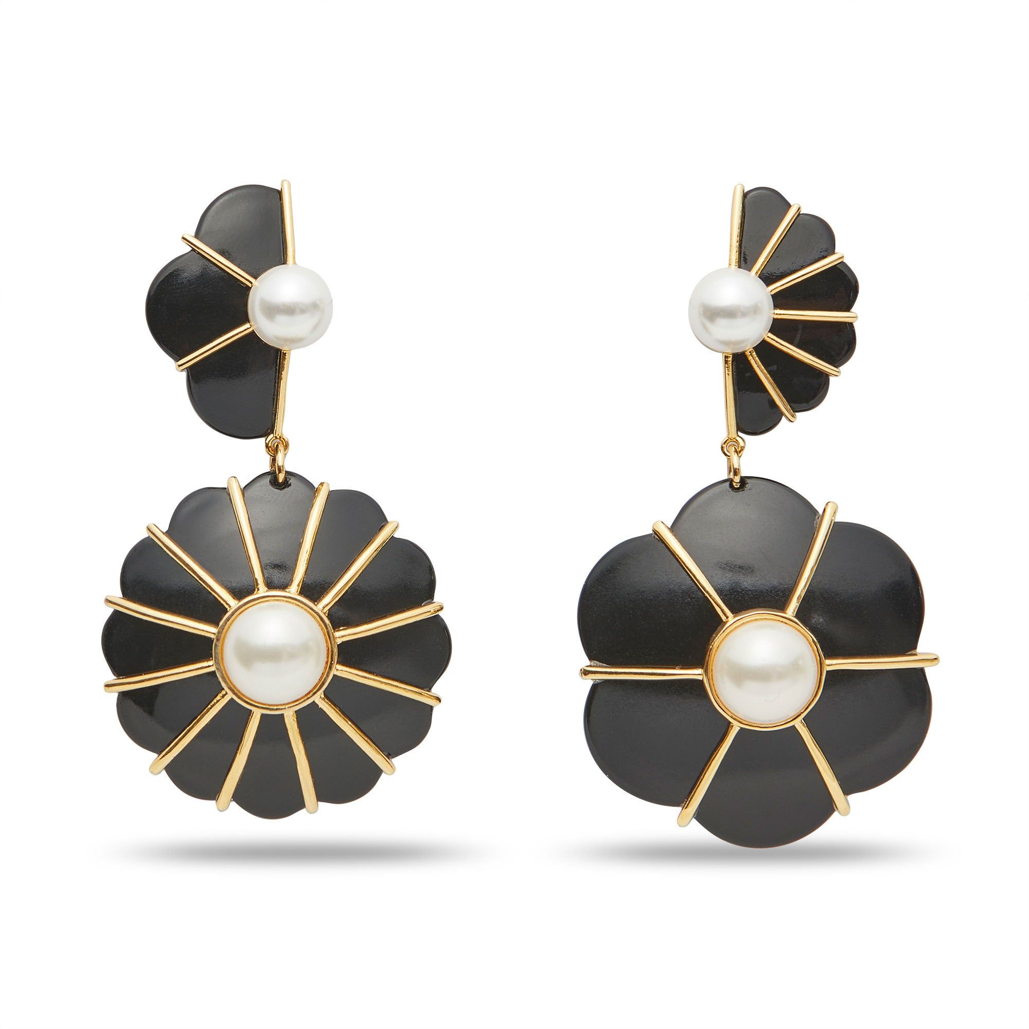 JET MIXED MEDALLION DROP EARRINGS sold by Lele Sadoughi