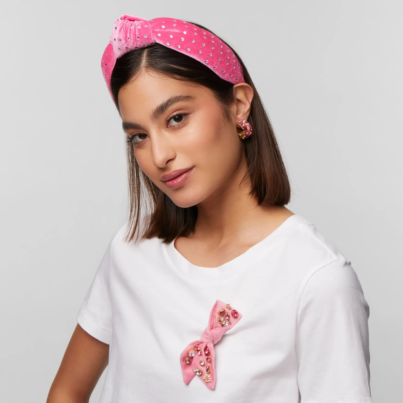 PINK CRYSTAL DOTTED KNOTTED HEADBAND sold by Lele Sadoughi product image thumbnail 2