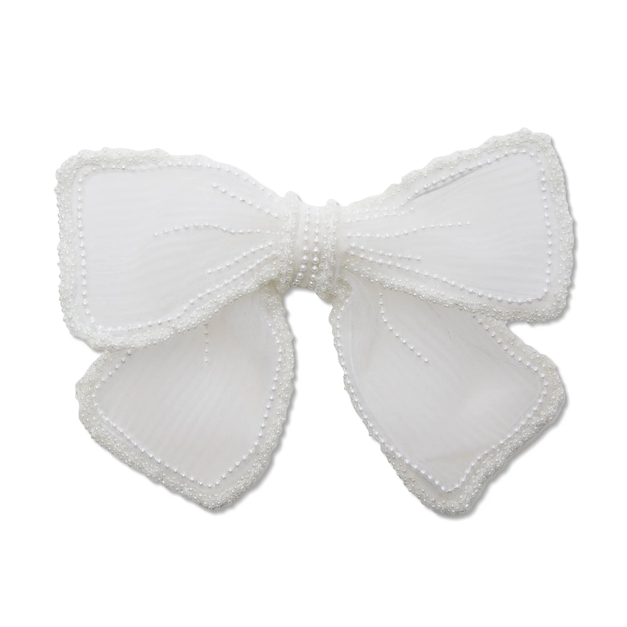 PORCELIN MARY PEARL EMBELLISHED BOW BARRETTE sold by Lele Sadoughi
