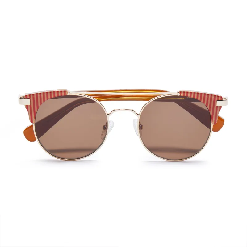 CORAL STRIPE PALMA AVIATOR SUNGLASSES made by Lele Sadoughi