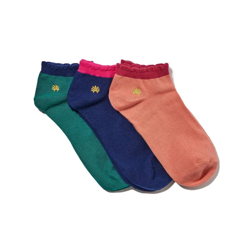 MIDNIGHT FOREST SET OF 3 COUNTRY CLUB ANKLE SOCKS sold by Lele Sadoughi