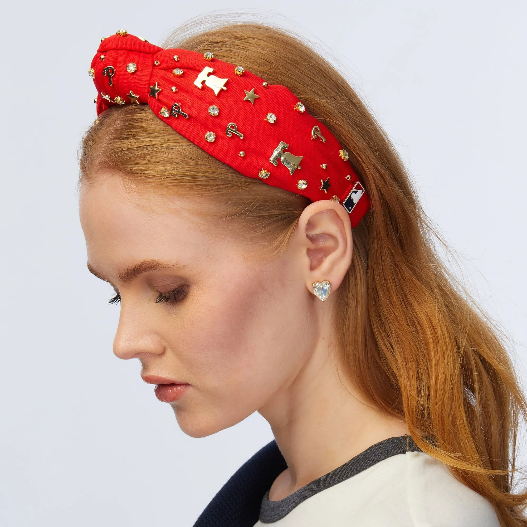 PHILADELPHIA PHILLIES LELE SADOUGHI / MLB RED EMBELLISHED KNOTTED HEADBAND sold by Lele Sadoughi product image thumbnail 2
