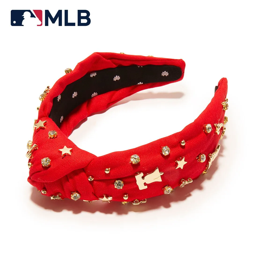 PHILADELPHIA PHILLIES LELE SADOUGHI / MLB RED EMBELLISHED KNOTTED HEADBAND sold by Lele Sadoughi