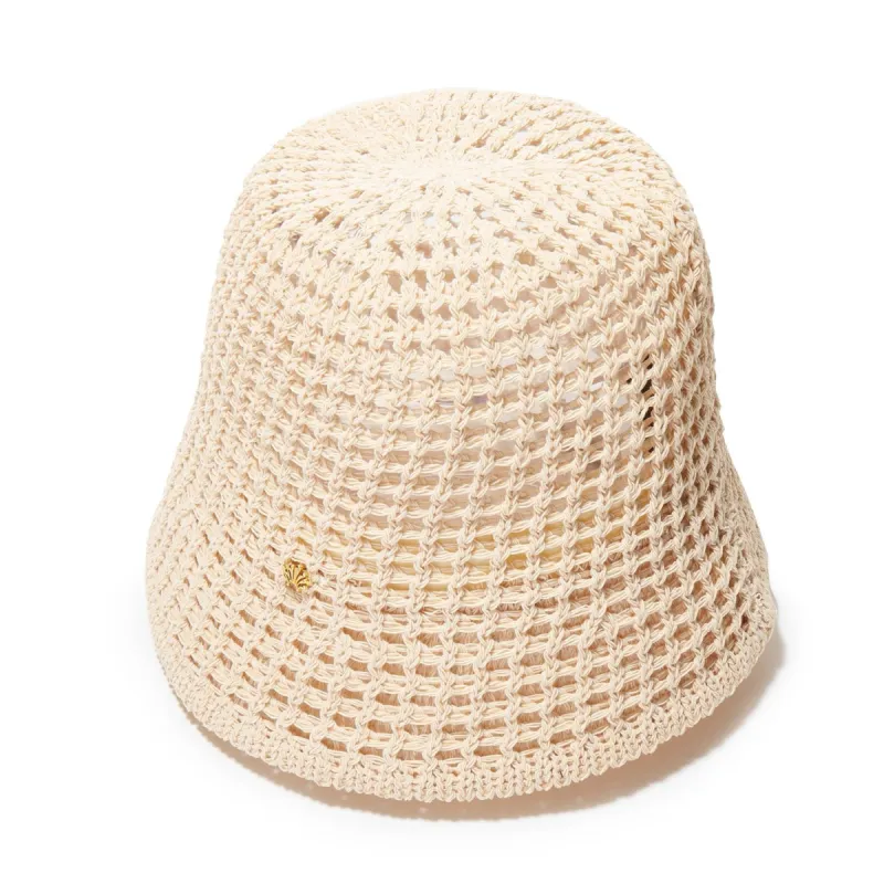 NATURAL OPEN WEAVE BUCKET HAT made by Lele Sadoughi