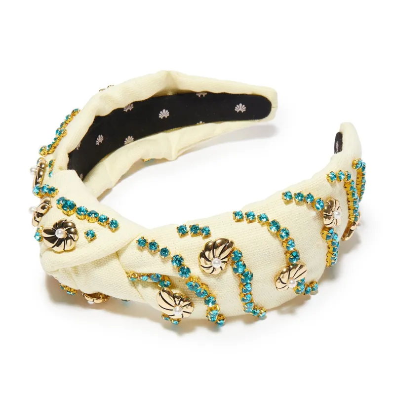 IVORY NAUTILUS CRYSTAL KNOTTED HEADBAND sold by Lele Sadoughi