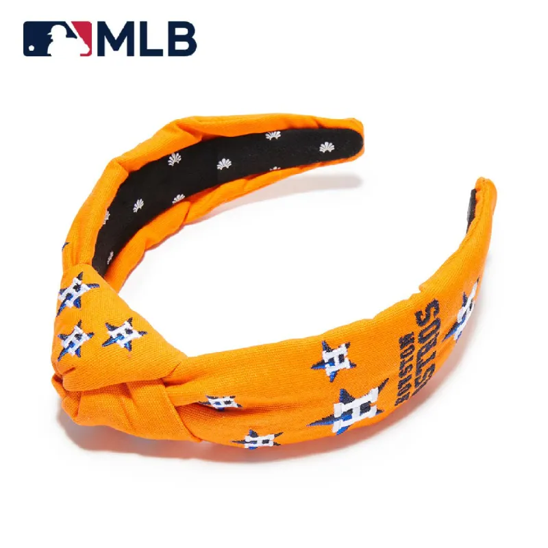 HOUSTON ASTROS LELE SADOUGHI / MLB ORANGE EMBROIDERED KNOTTED HEADBAND sold by Lele Sadoughi