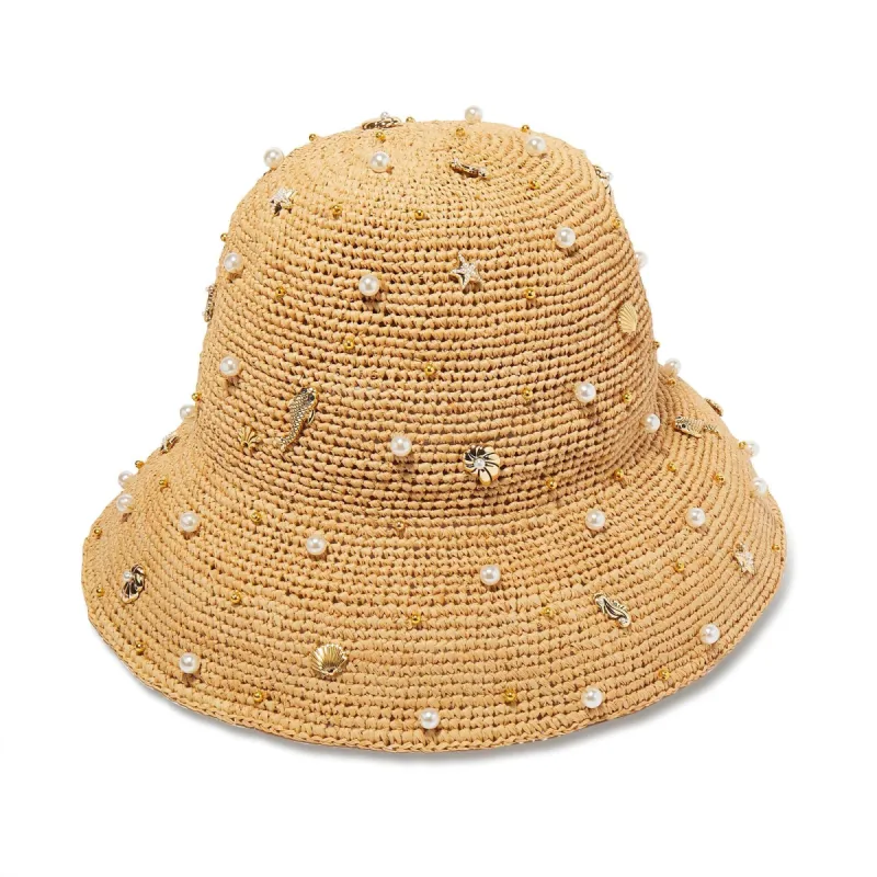 NATURAL SEA LIFE EMBELLISHED RAFFIA HAT sold by Lele Sadoughi