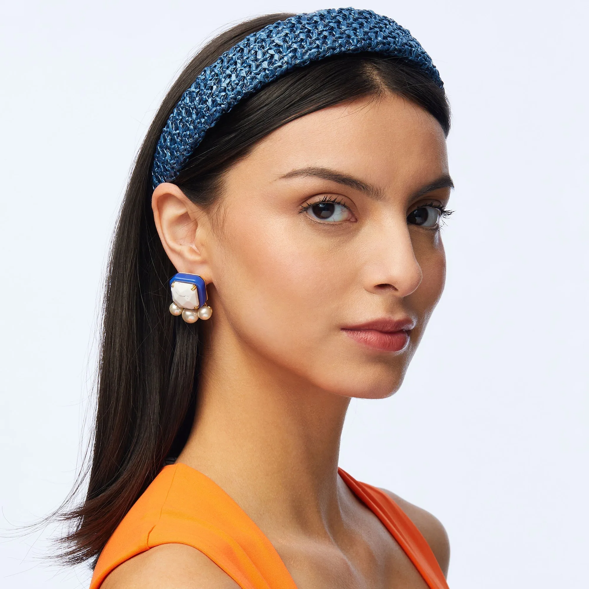 COBALT RAFFIA BESSETTE HEADBAND sold by Lele Sadoughi product image thumbnail 2