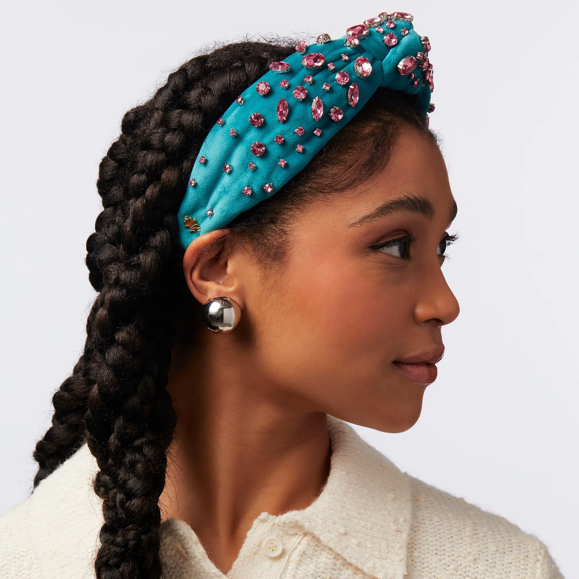 SWALLOW SWAROVSKI® MELANGE KNOTTED HEADBAND sold by Lele Sadoughi product image thumbnail 4