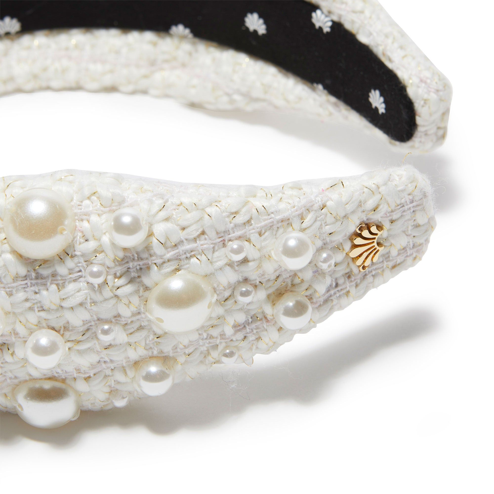 NWT Lele Sadoughi Tweed multi pearl knot headband IVORY WOVEN PEARL HEADBAND | Bella Bridesmaids main image 3