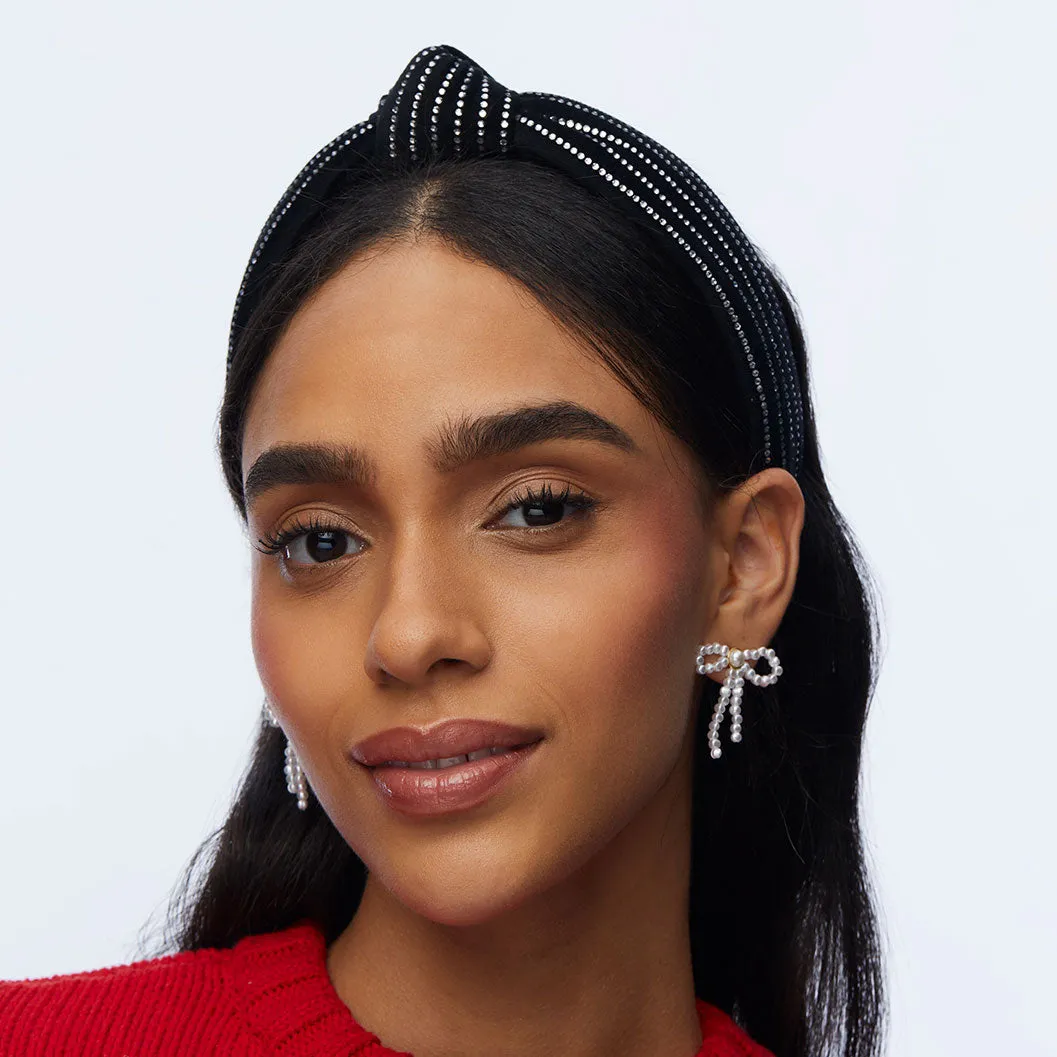 JET CRYSTAL PINSTRIPE SLIM KNOTTED HEADBAND sold by Lele Sadoughi product image thumbnail 2