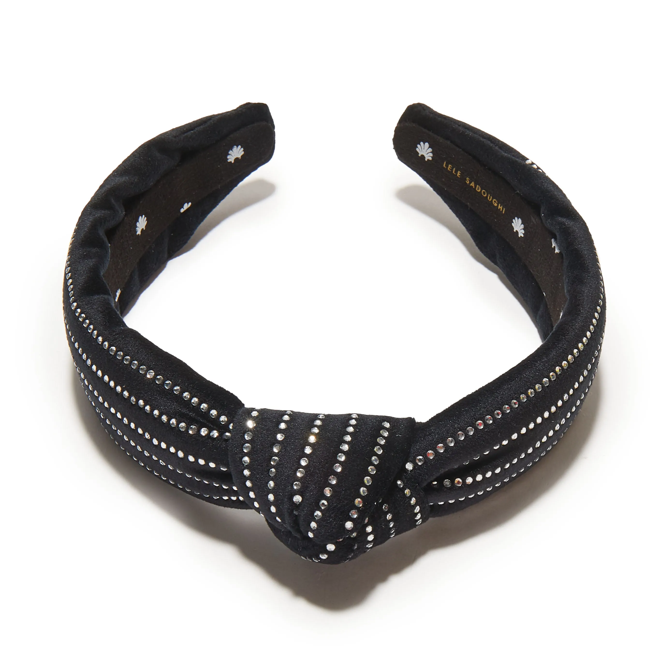 JET CRYSTAL PINSTRIPE SLIM KNOTTED HEADBAND sold by Lele Sadoughi product image thumbnail 3