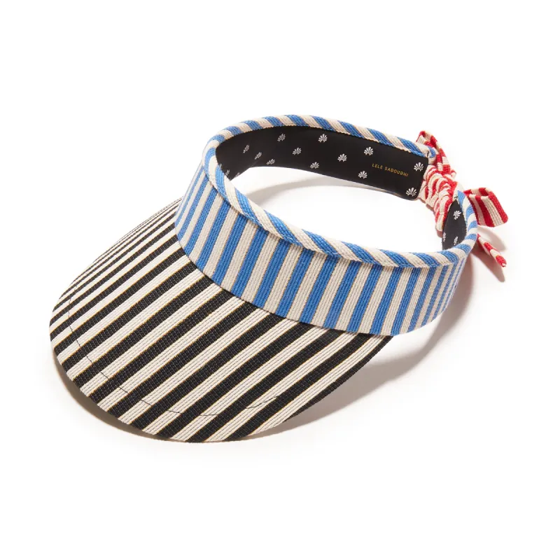 AMERICANA STRIPE BOW TIE VISOR sold by Lele Sadoughi