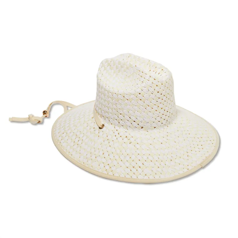 WHITE WASHED STRAW CHECKERED HAT made by Lele Sadoughi