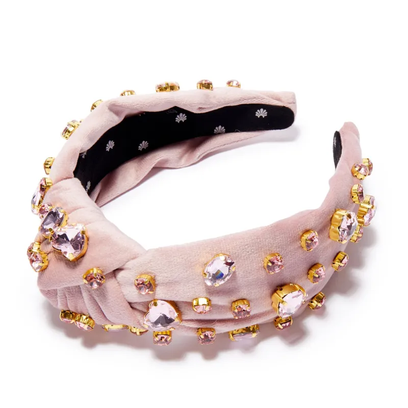 JUNE ALEXANDRITE HEART MIXED CRYSTAL VELVET KNOTTED HEADBAND sold by Lele Sadoughi
