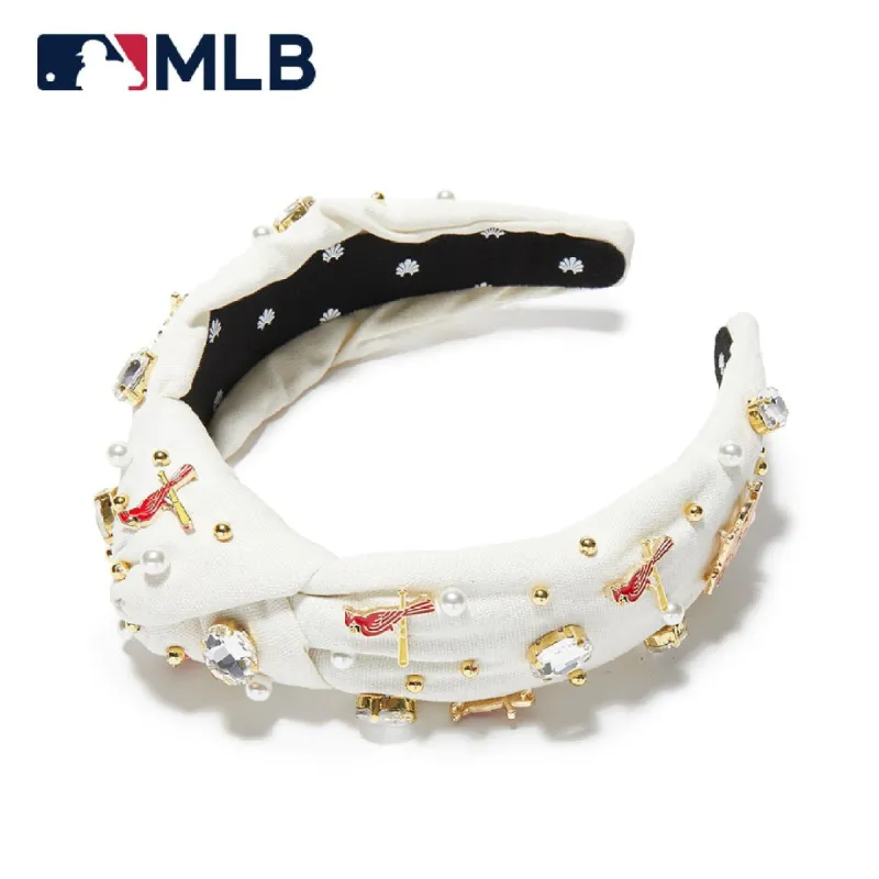 ST.LOUIS CARDINALS LELE SADOUGHI / MLB IVORY EMBELLISHED KNOTTED HEADBAND sold by Lele Sadoughi