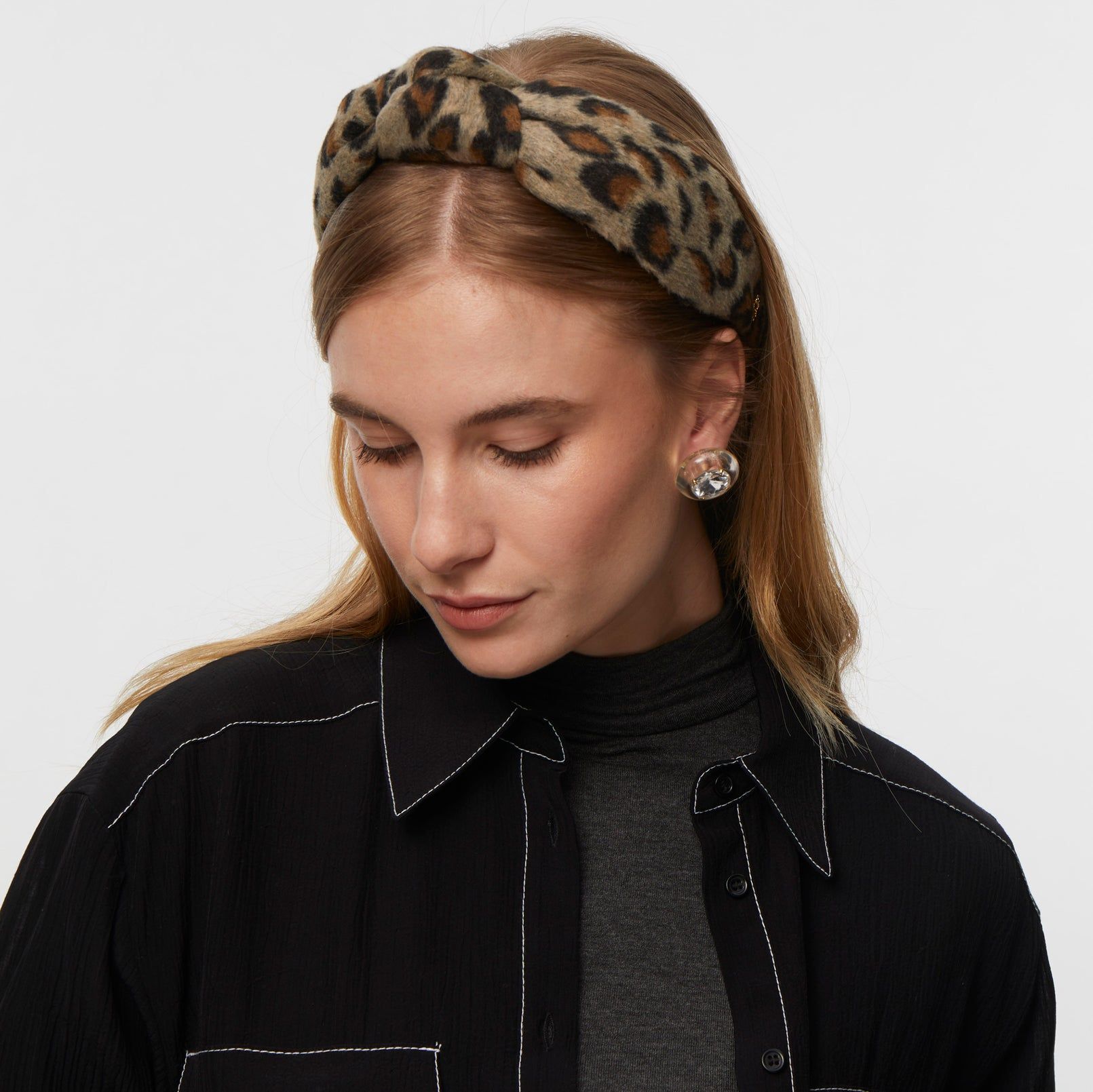 LEOPARD FLEECE LEOPARD KNOTTED HEADBAND sold by Lele Sadoughi product image thumbnail 2