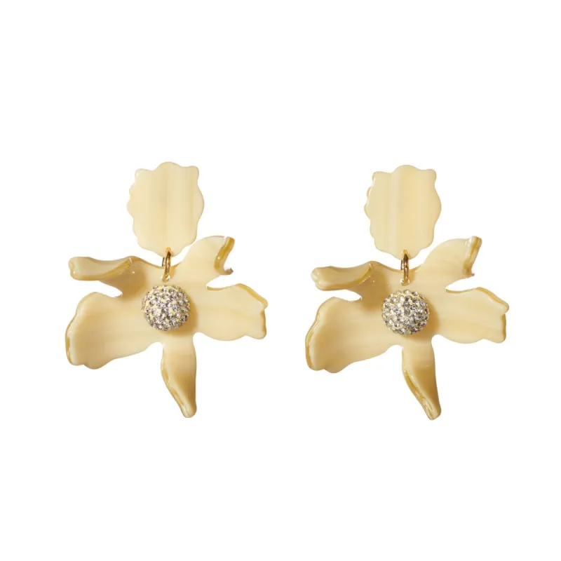 BONE SMALL CRYSTAL LILY EARRINGS sold by Lele Sadoughi