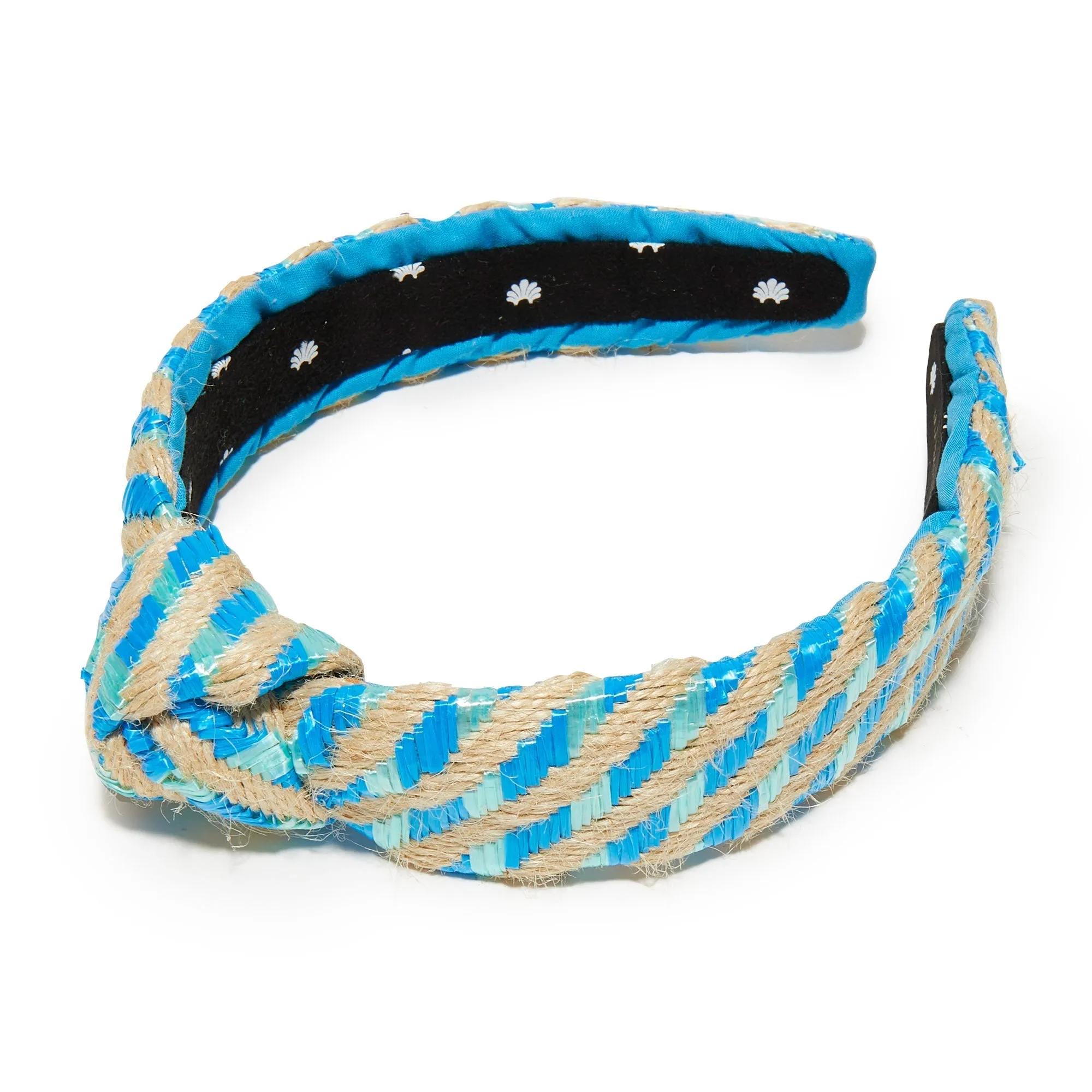 OCEAN STRIPE RAFFIA SLIM KNOTTED HEADBAND sold by Lele Sadoughi