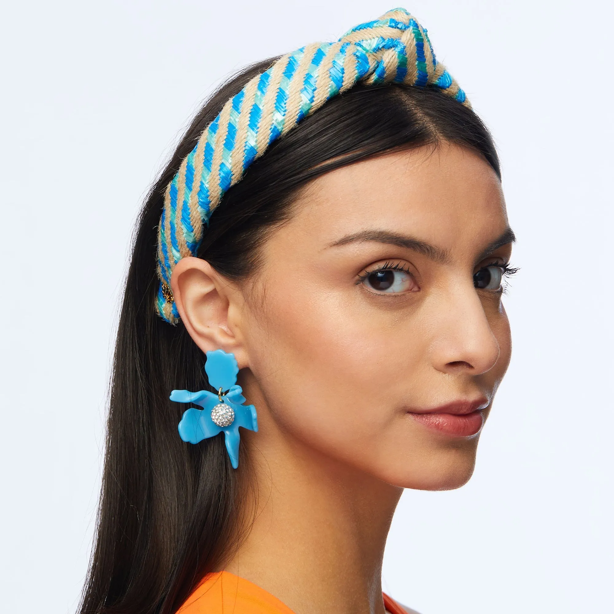 OCEAN STRIPE RAFFIA SLIM KNOTTED HEADBAND sold by Lele Sadoughi product image thumbnail 2