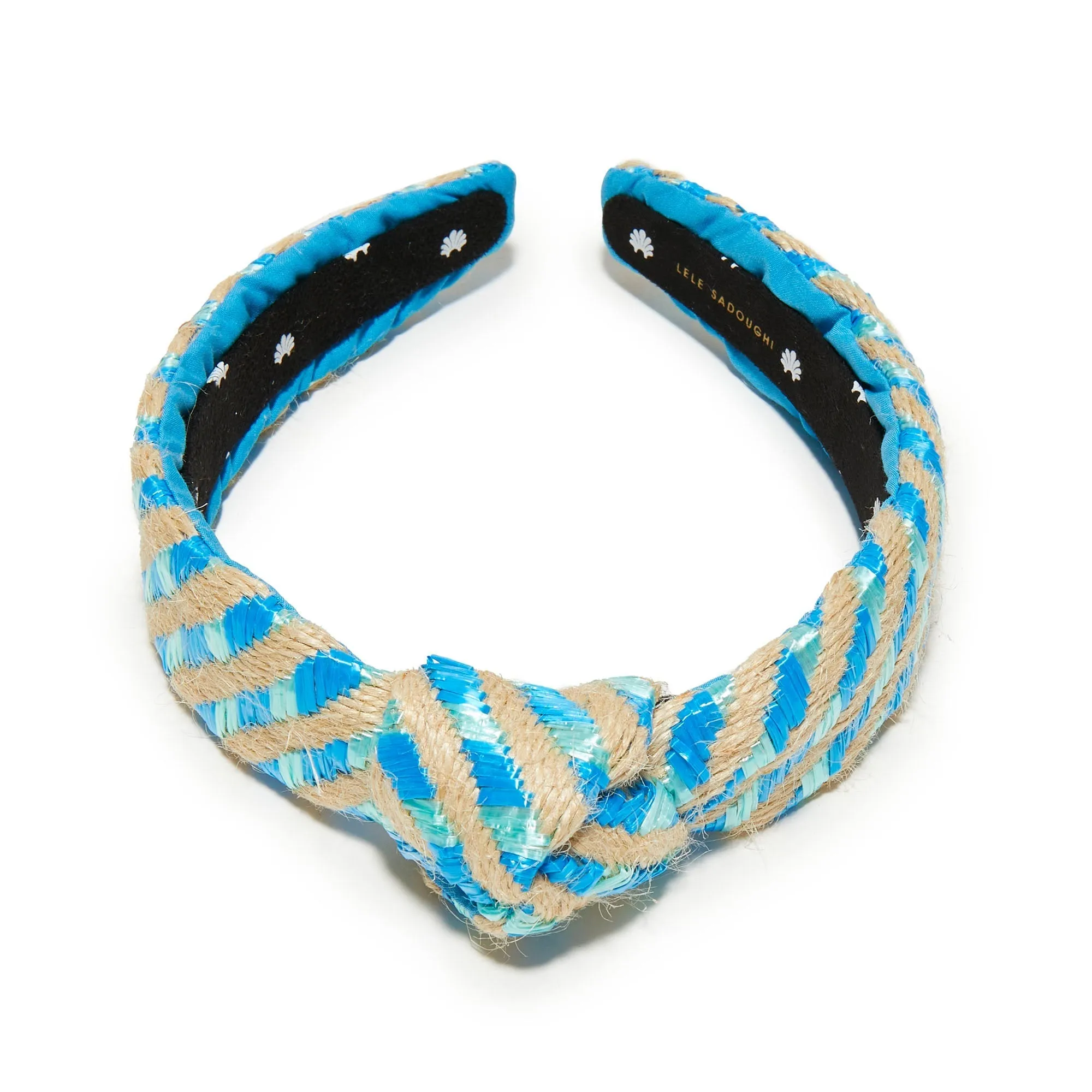 OCEAN STRIPE RAFFIA SLIM KNOTTED HEADBAND sold by Lele Sadoughi product image thumbnail 5