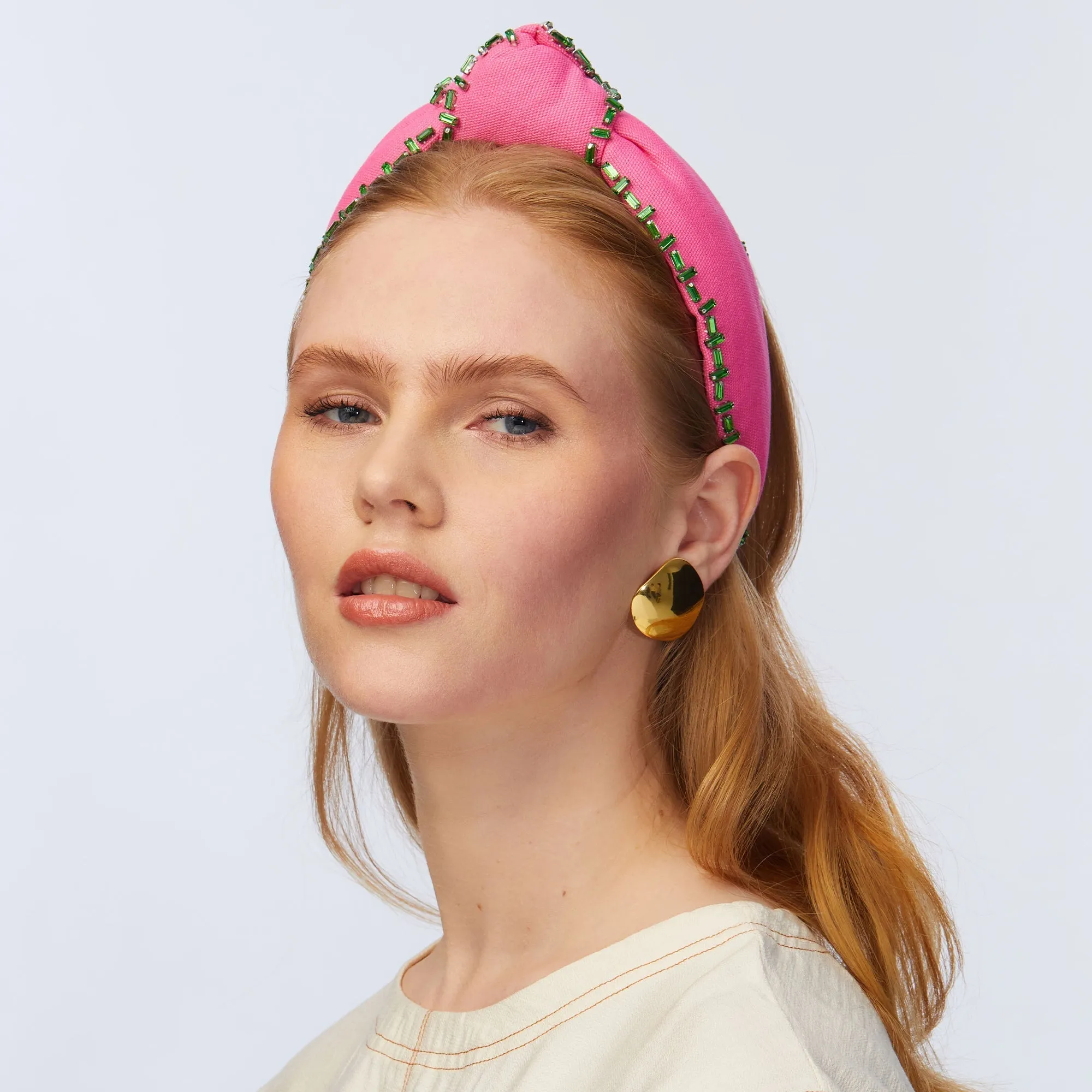 FLAMINGO CRYSTAL TRIM KNOTTED HEADBAND sold by Lele Sadoughi product image thumbnail 2