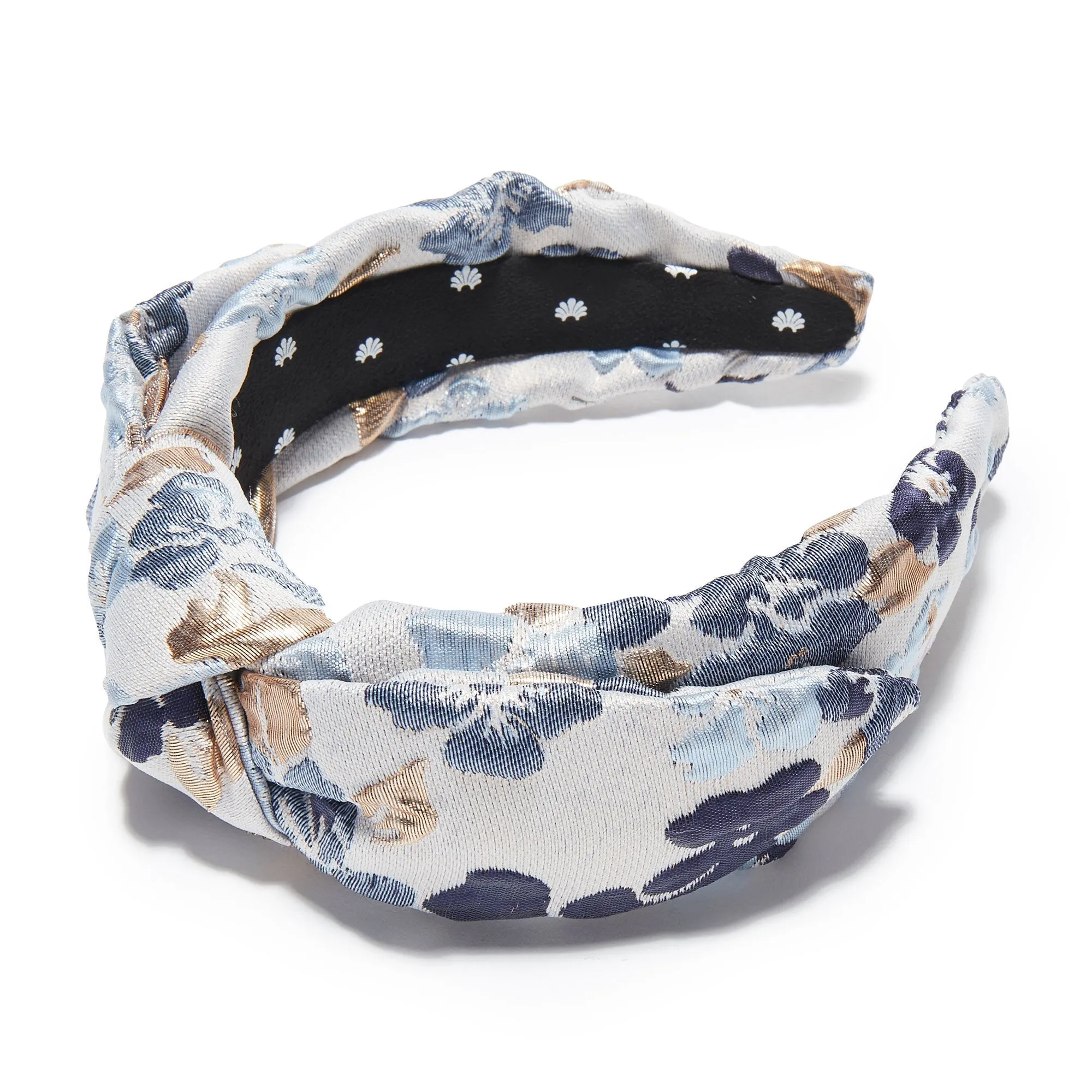 GOLDEN GRAPHITE LILY JACQUARD VERONICA HEADBAND sold by Lele Sadoughi