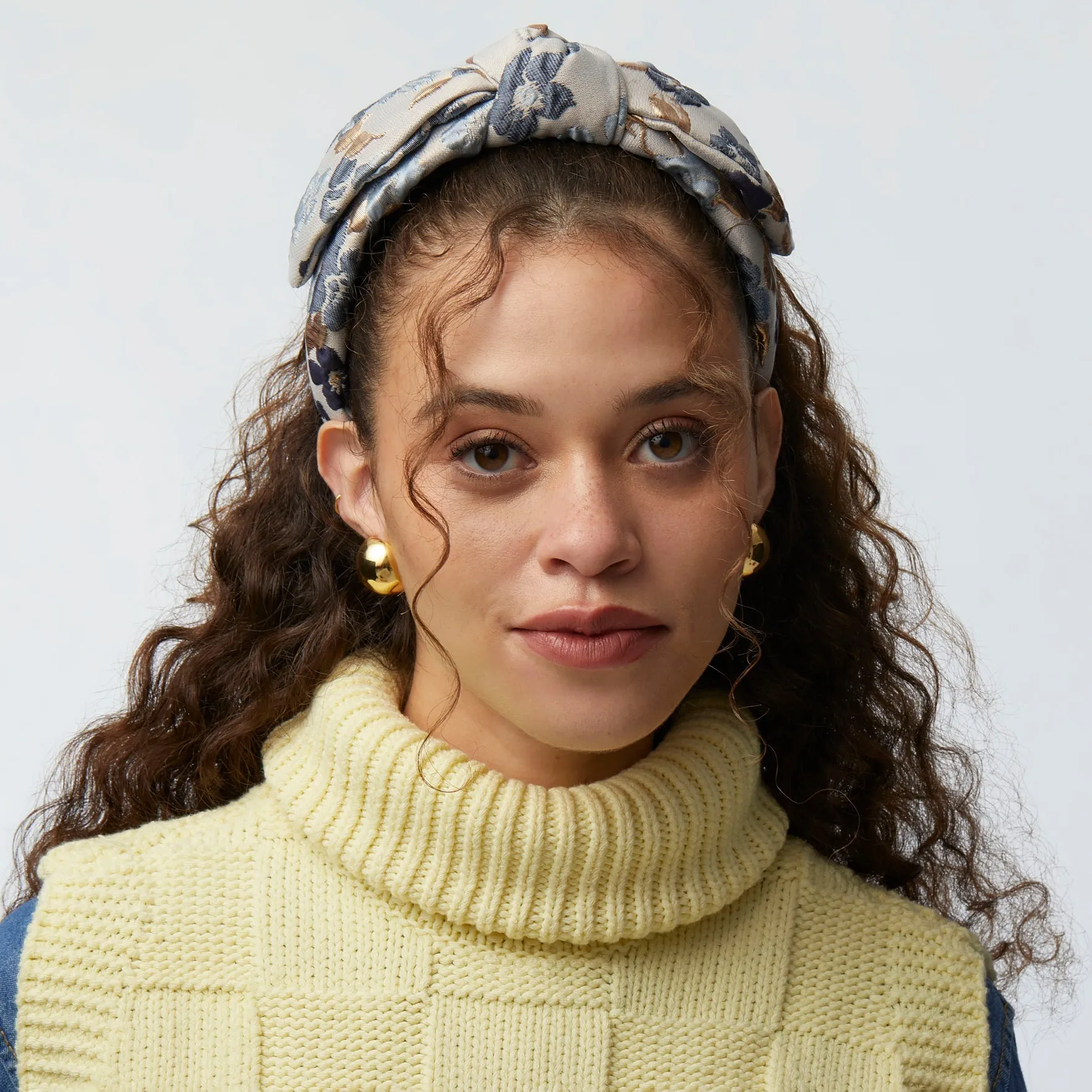 GOLDEN GRAPHITE LILY JACQUARD VERONICA HEADBAND sold by Lele Sadoughi product image thumbnail 2