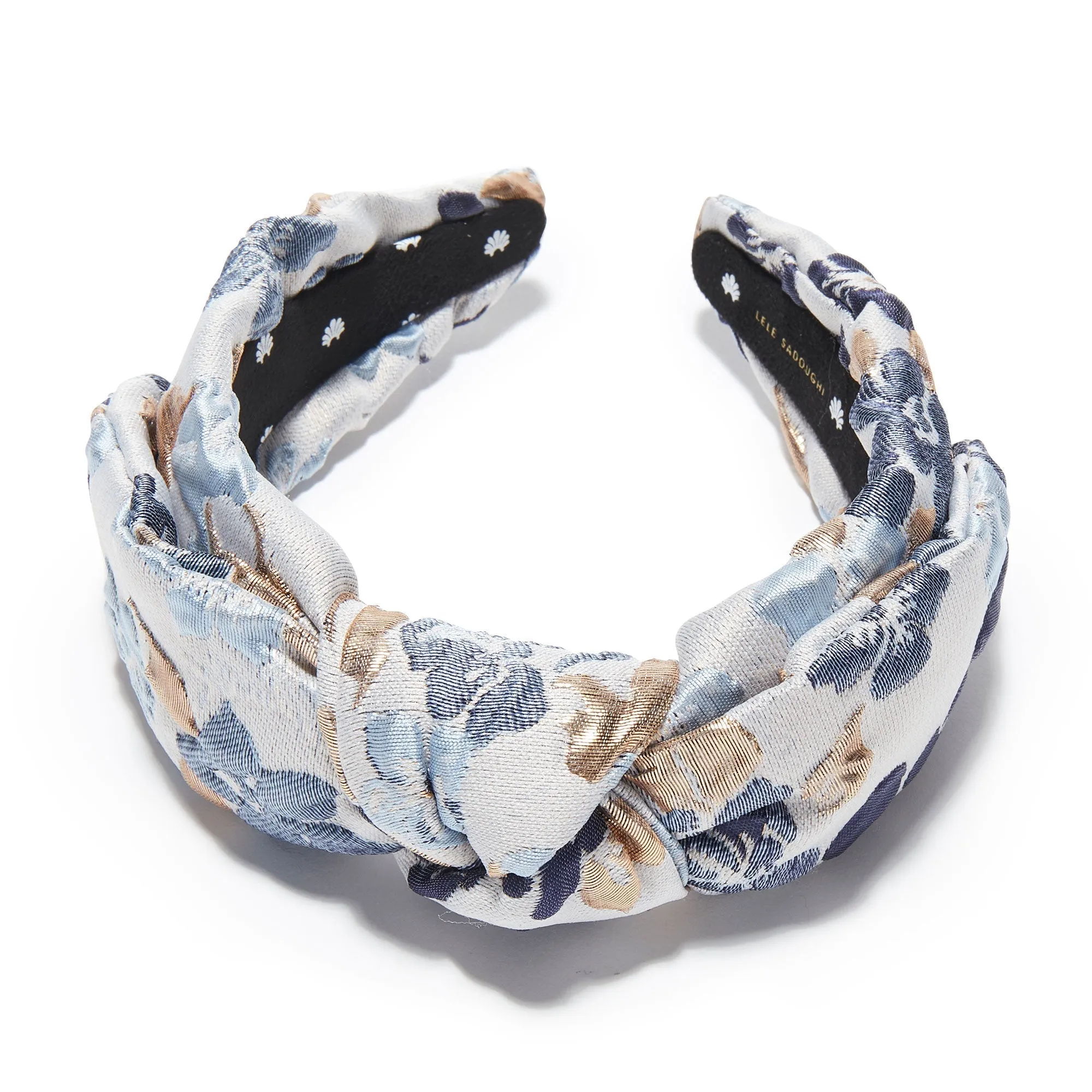 GOLDEN GRAPHITE LILY JACQUARD VERONICA HEADBAND sold by Lele Sadoughi product image thumbnail 5