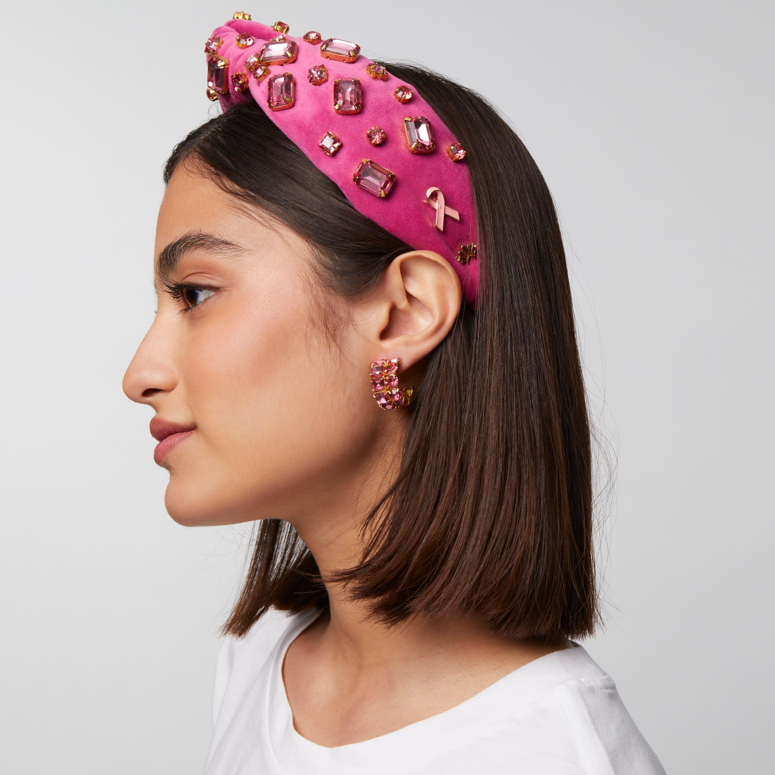 PINK JEWELED RIBBON KNOTTED HEADBAND sold by Lele Sadoughi product image thumbnail 4