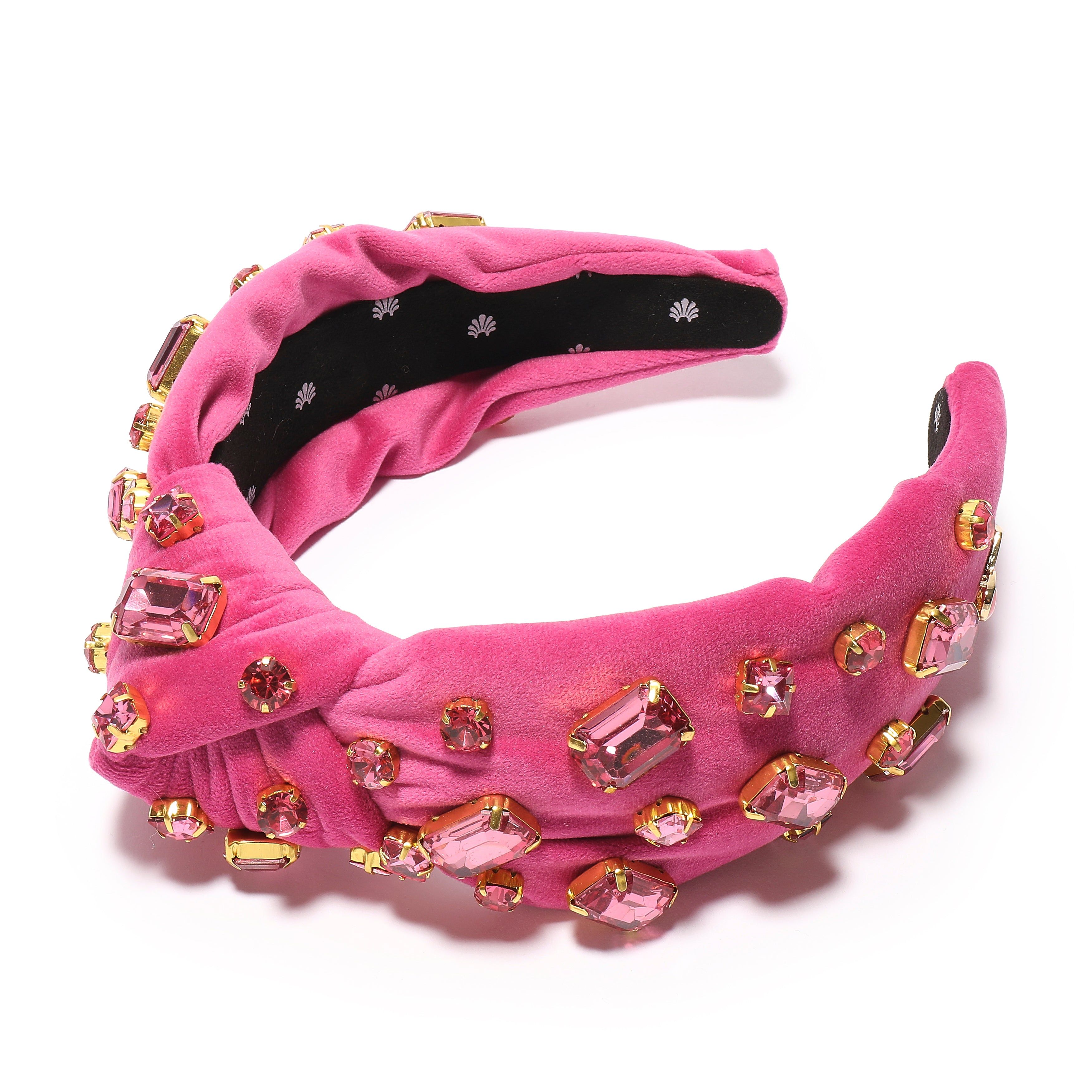 PINK JEWELED RIBBON KNOTTED HEADBAND sold by Lele Sadoughi