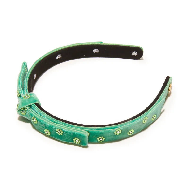 LEAF GREEN EMBELLISHED BARDOT SLIM RIBBON HEADBAND sold by Lele Sadoughi