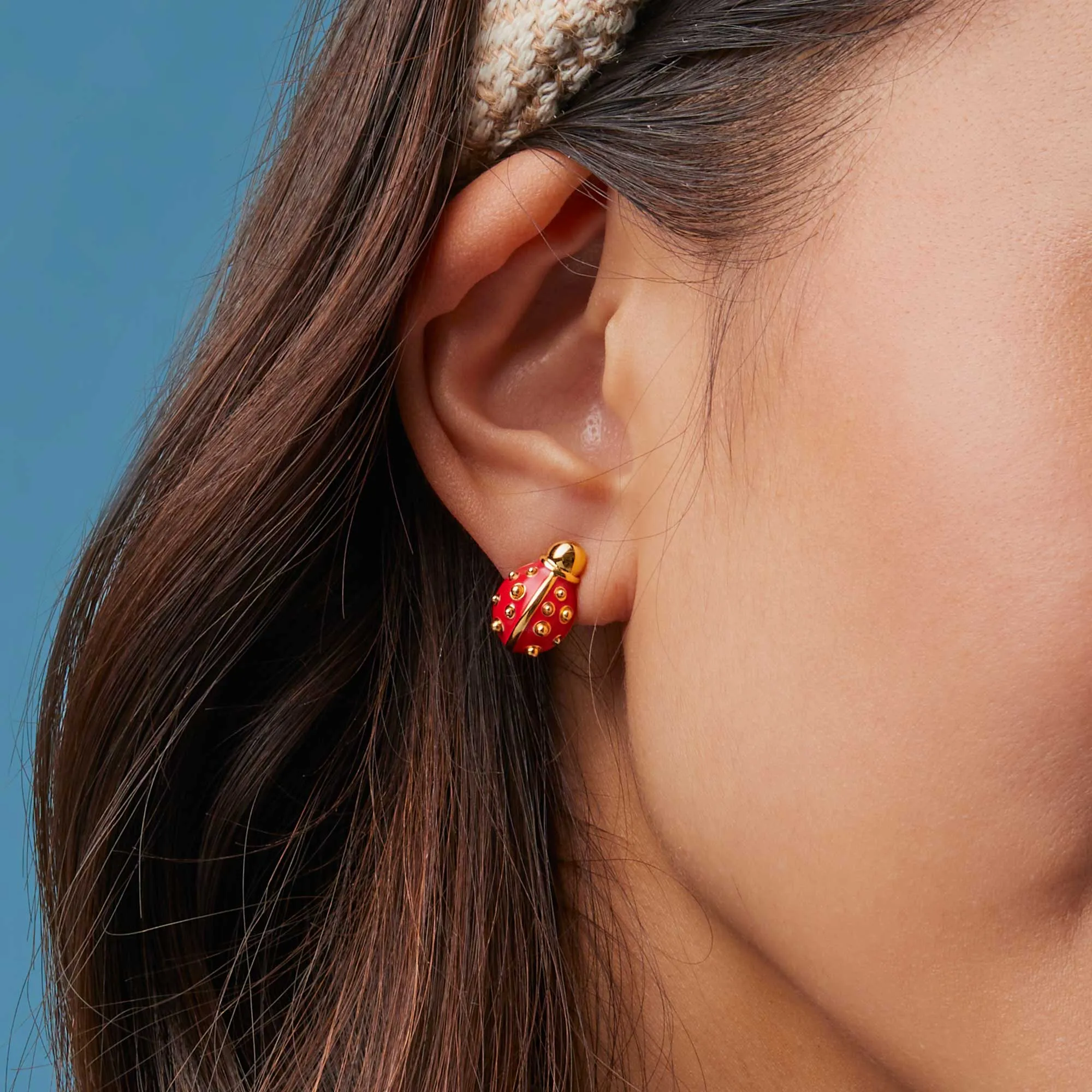 RED LADYBUG STUD EARRINGS sold by Lele Sadoughi product image thumbnail 2