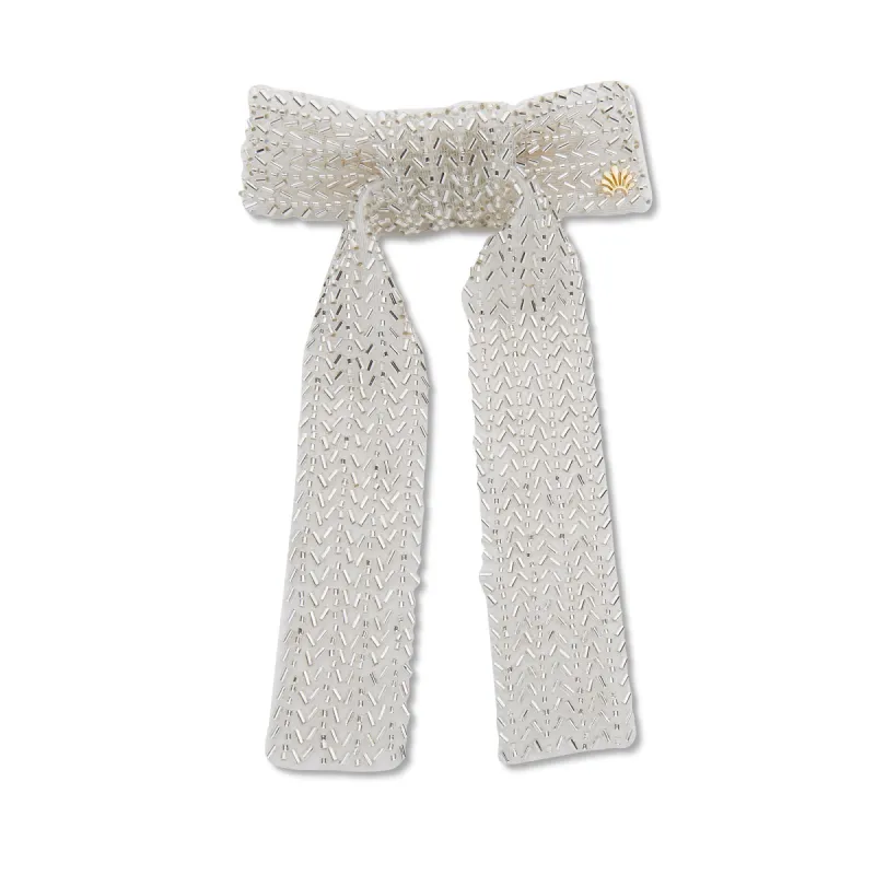 SILVER MARGOT BEADED BOW BARRETTE sold by Lele Sadoughi