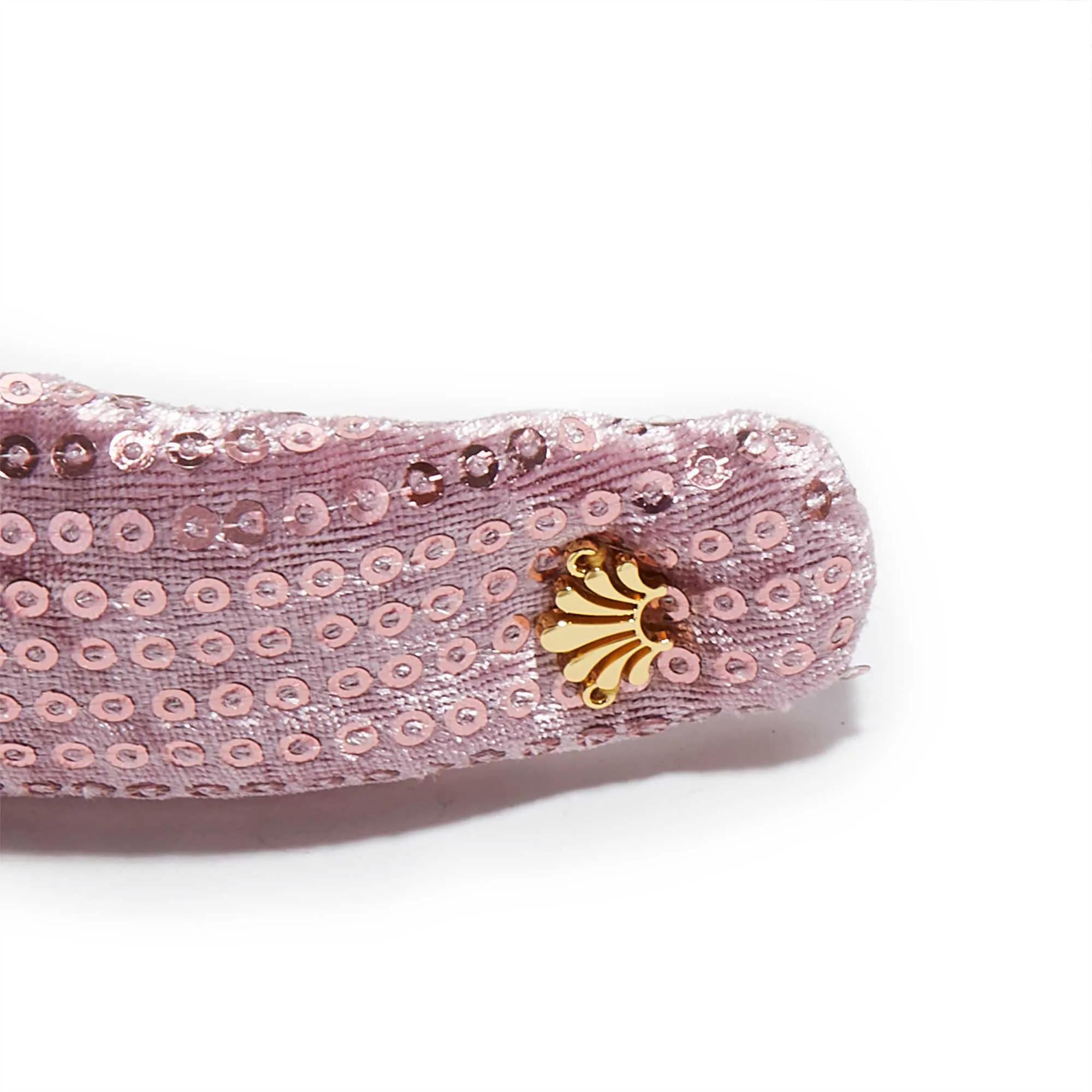 DUSTY ROSE SEQUIN VELVET SLIM KNOTTED HEADBAND sold by Lele Sadoughi product image thumbnail 2