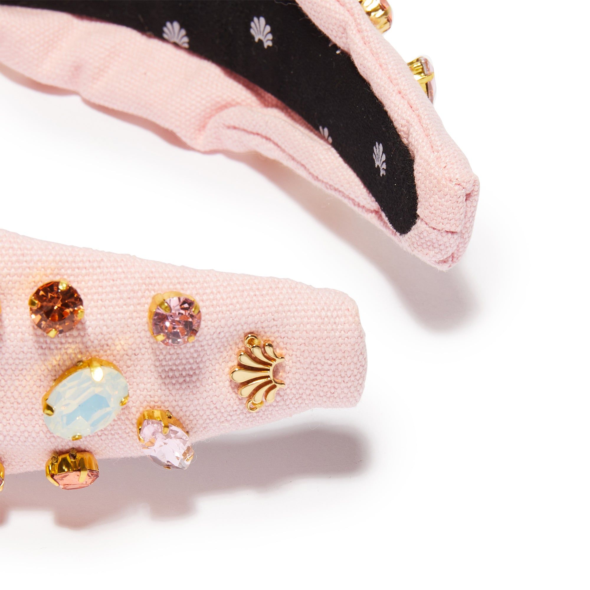 SHELL PINK GLITTERING CRYSTAL WOVEN KNOTTED HEADBAND sold by Lele Sadoughi product image thumbnail 3