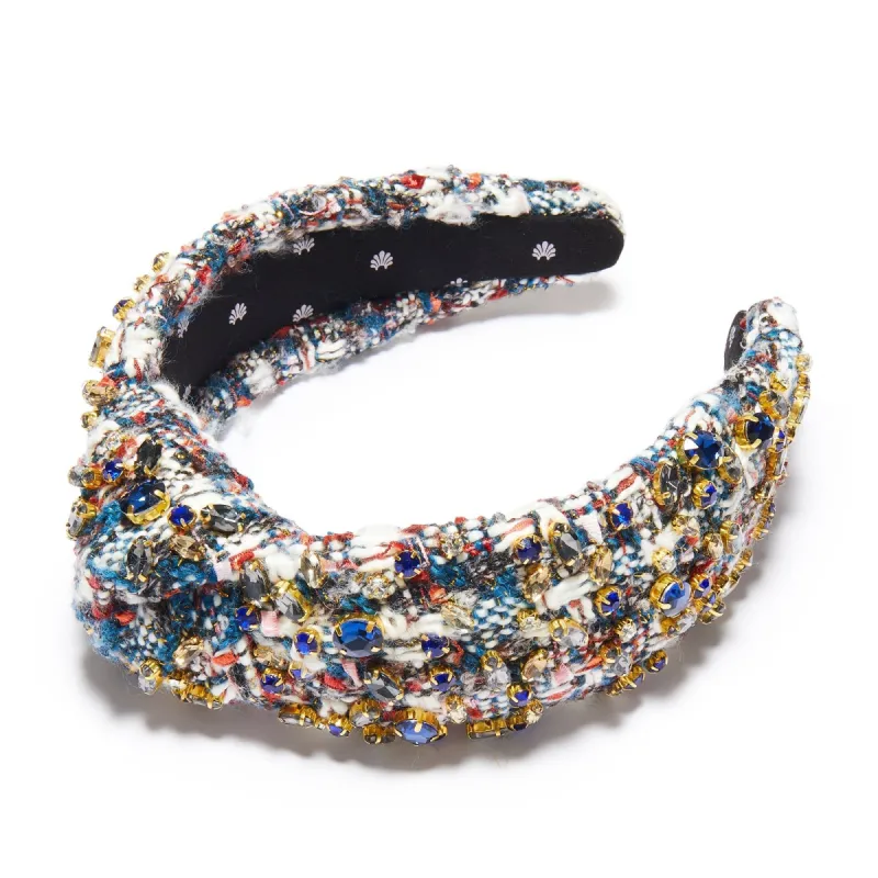 INDIGO FIELDS TWEED MIXED CRYSTAL HEADBAND sold by Lele Sadoughi