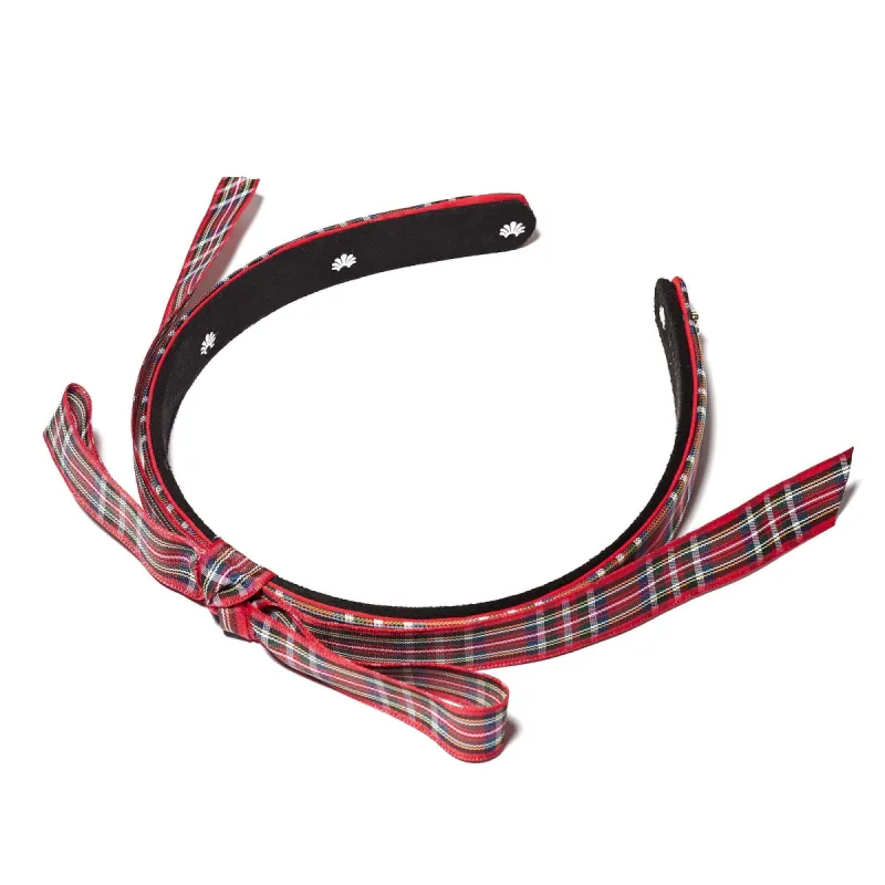 RED TARTAN BARDOT RIBBON HEADBAND sold by Lele Sadoughi