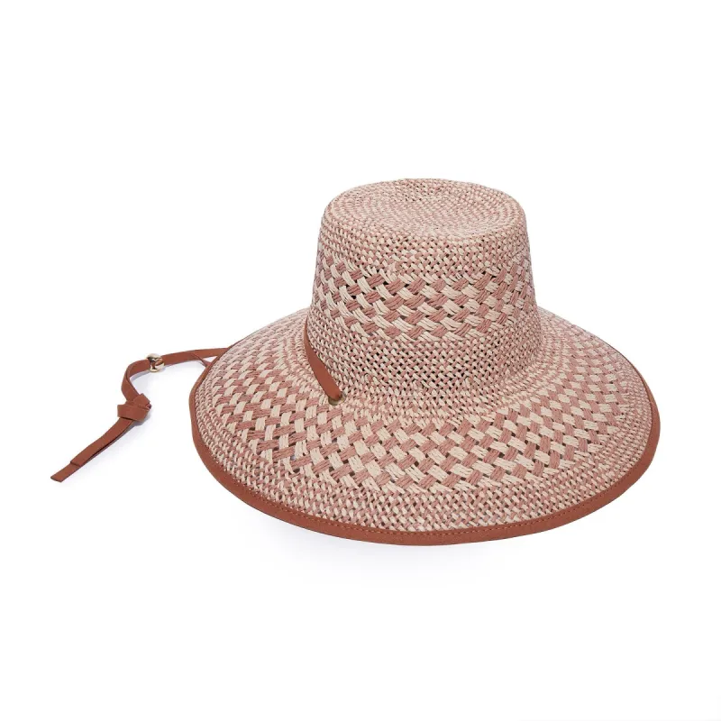SOFT SUNSET BRIELLE CHECKERED STRAW HAT sold by Lele Sadoughi