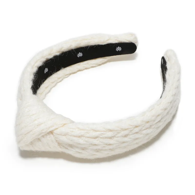 IVORY CABLE KNIT SLIM KNOTTED HEADBAND sold by Lele Sadoughi