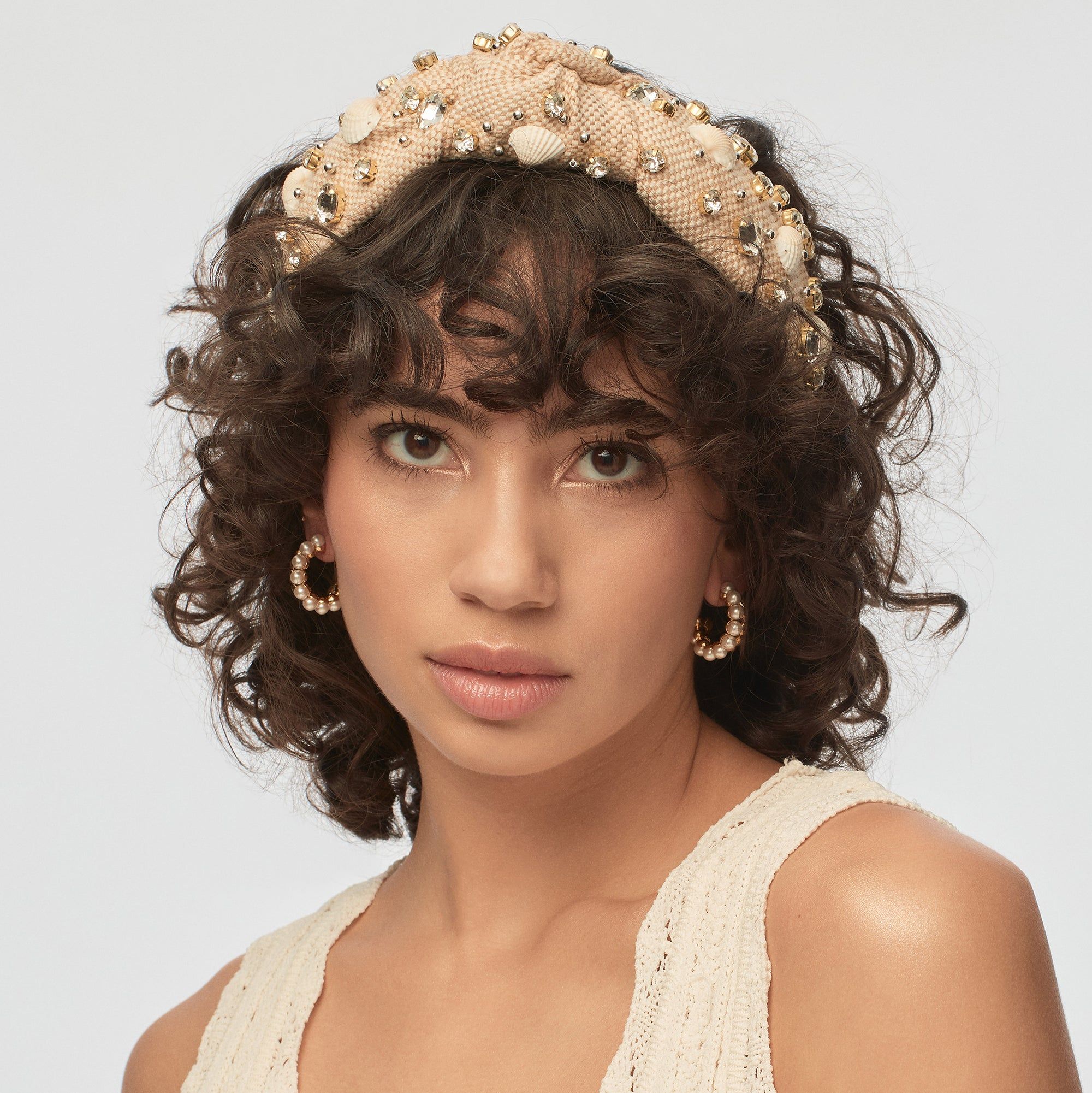 SILVER SAND SHELLONA CRYSTAL KNOTTED HEADBAND sold by Lele Sadoughi product image thumbnail 3