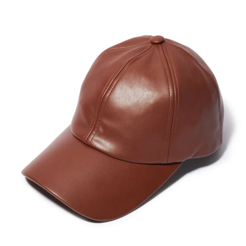 WALNUT FAUX LEATHER BASEBALL CAP sold by Lele Sadoughi