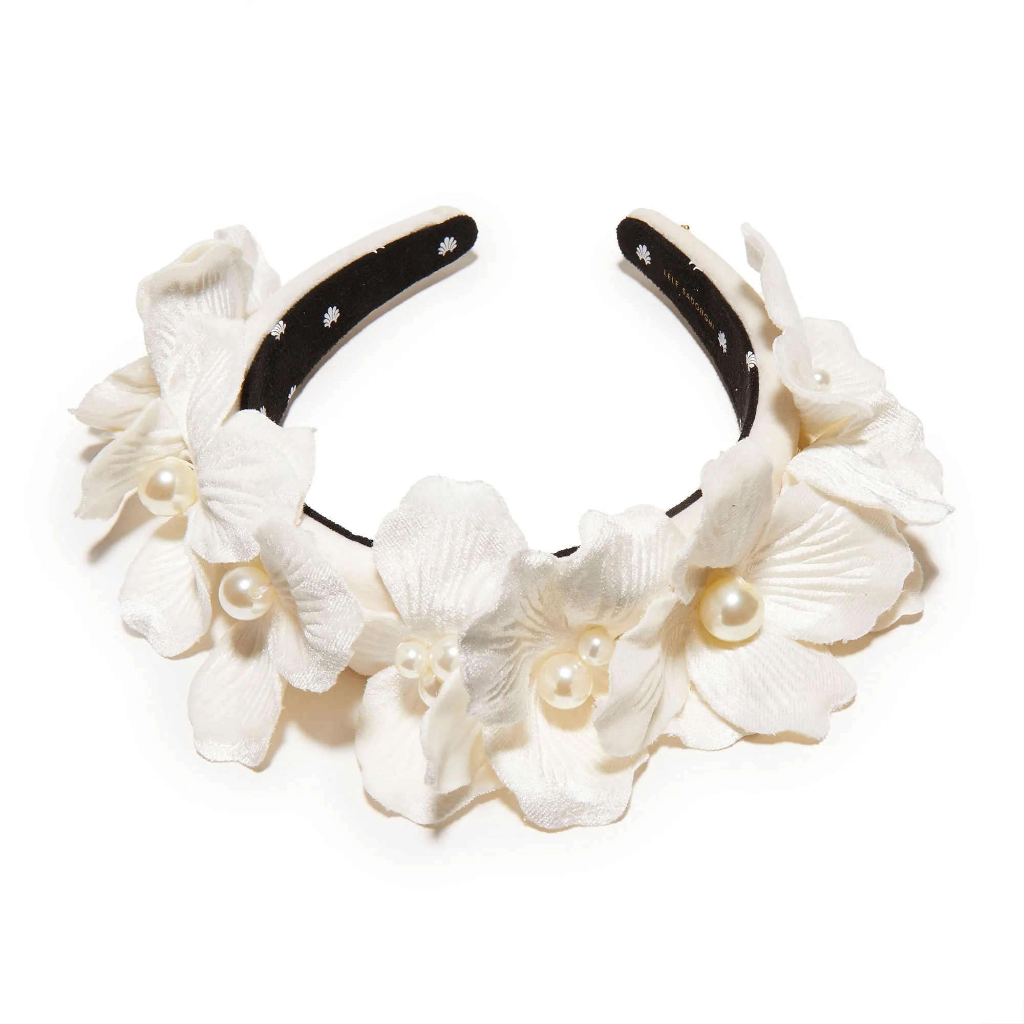 IVORY MAGNOLIA VELVET HEADBAND sold by Lele Sadoughi product image thumbnail 5