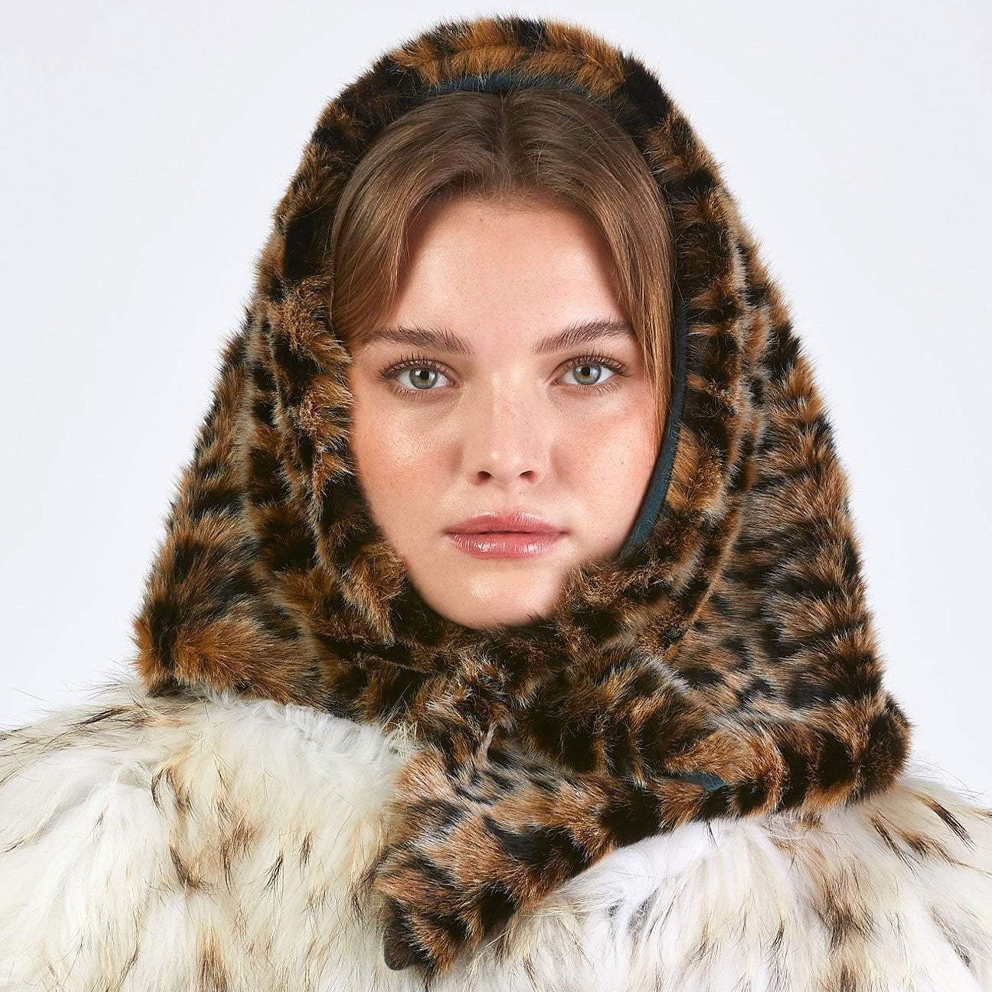 LEOPARD FAUX FUR BONNET SCARF sold by Lele Sadoughi product image thumbnail 2
