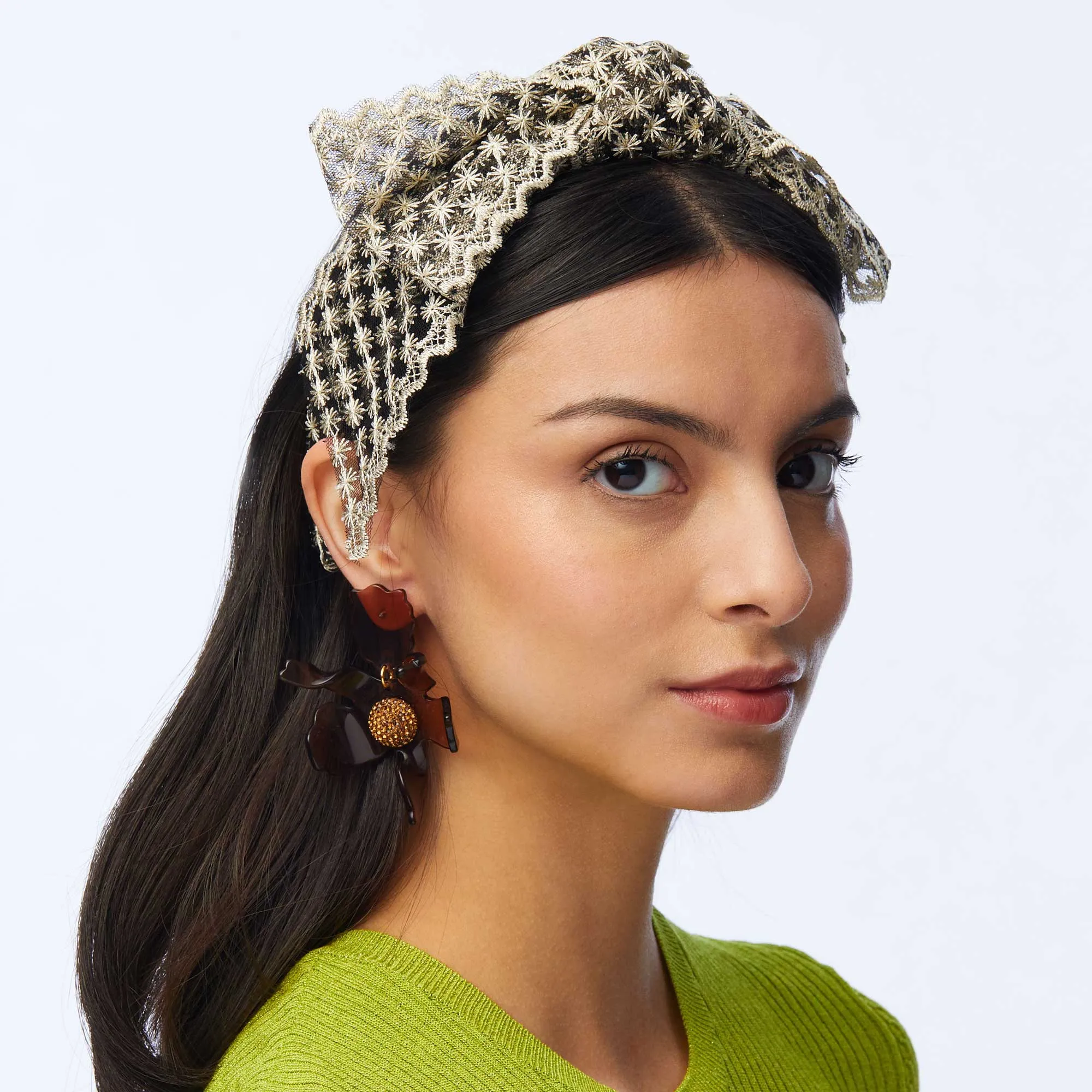 IVORY SHIRLEY LACE RIBBON HEADBAND | Parallel
