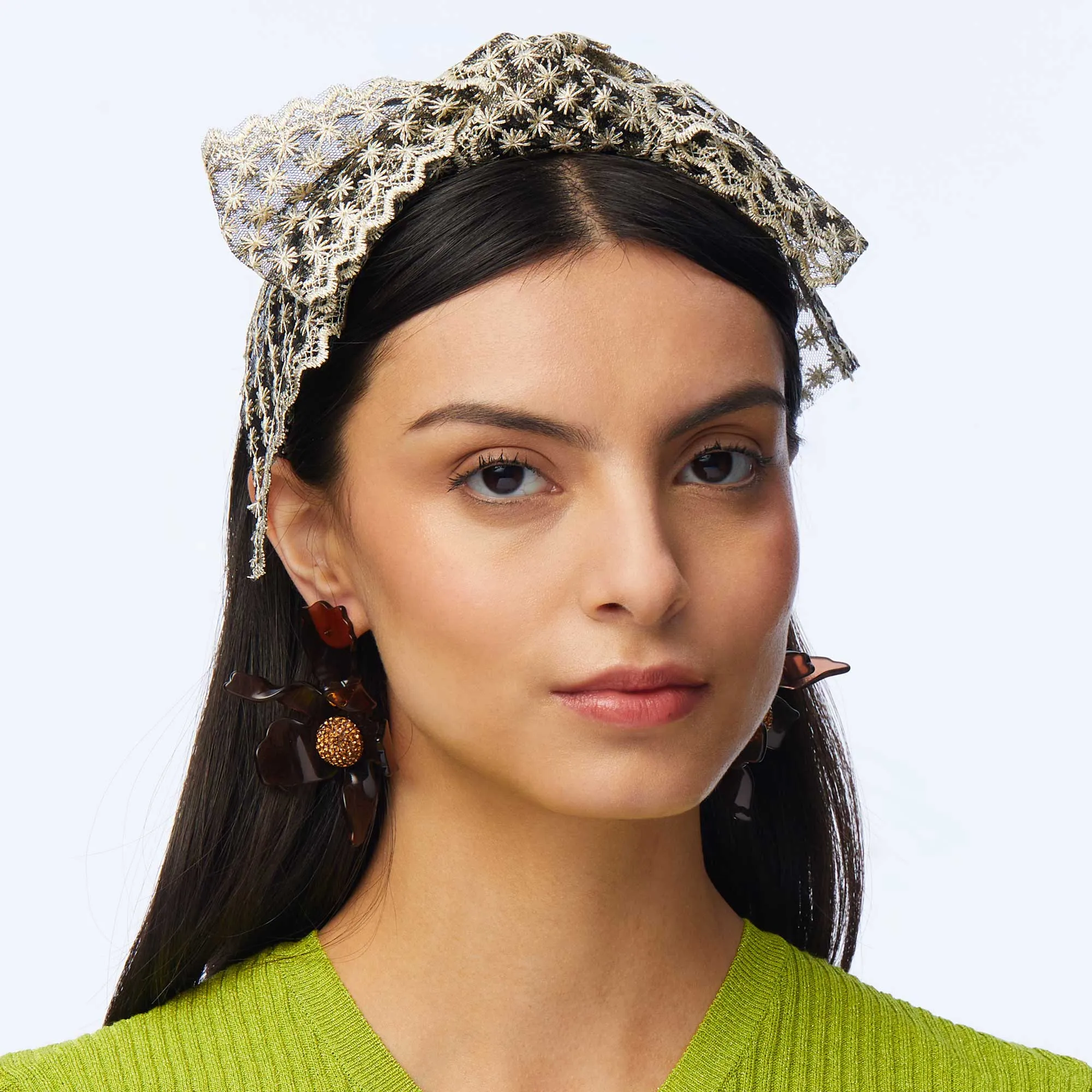 Lele Sadoughi IVORY SHIRLEY LACE RIBBON HEADBAND NWT Sheer Shirley Headband ~ Ivory – Chic Streets main image 3