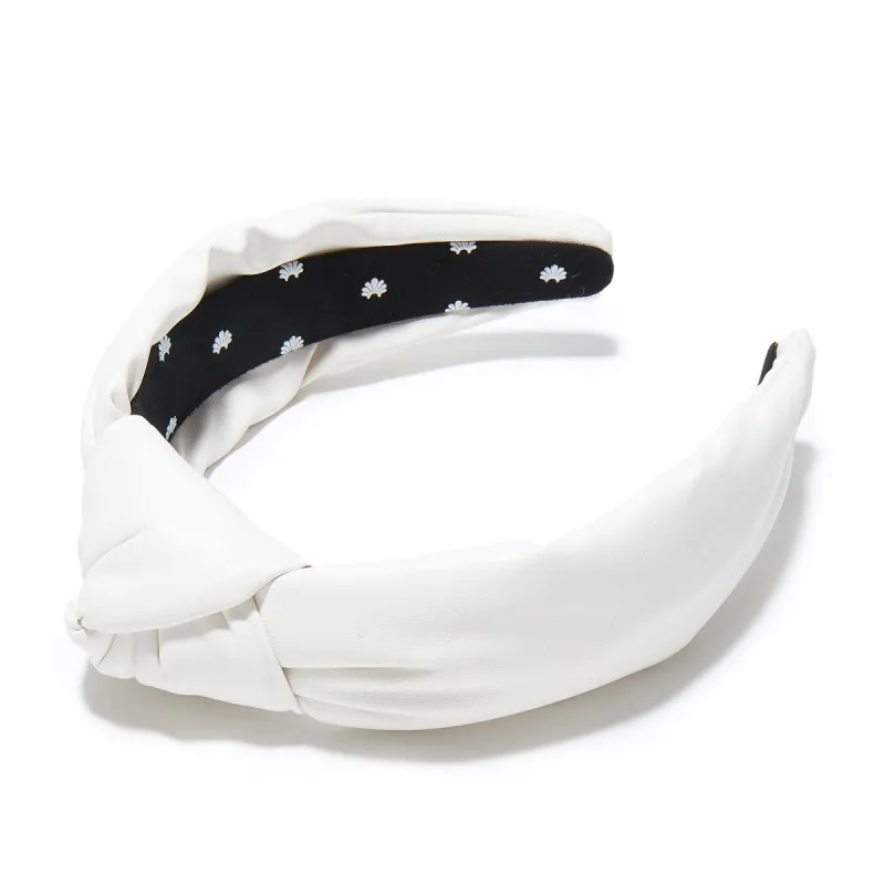 PORCELAIN FAUX LEATHER KNOTTED HEADBAND sold by Lele Sadoughi