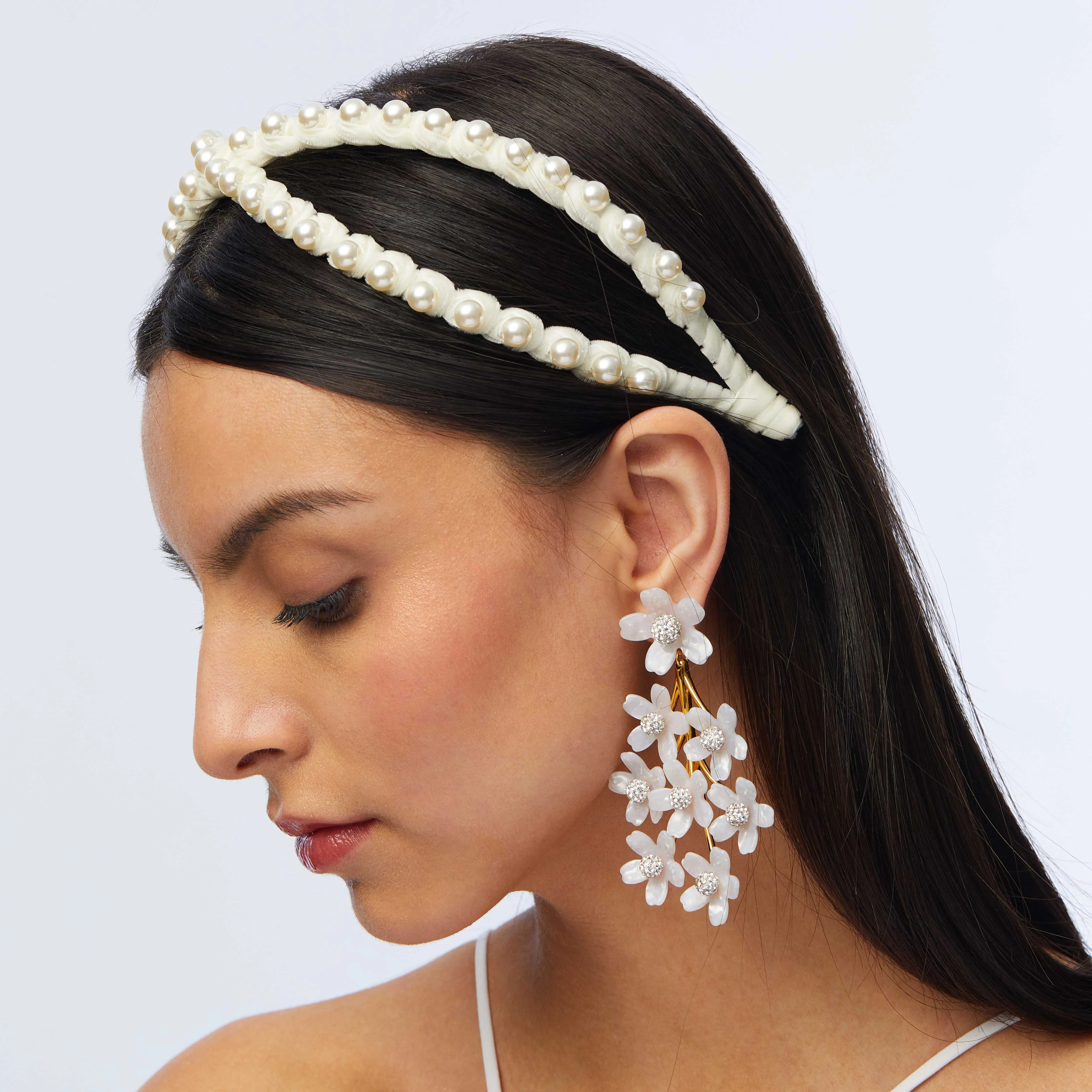 MOTHER OF PEARL GARDEN BOUQUET CHANDELIER EARRINGS sold by Lele Sadoughi product image thumbnail 3